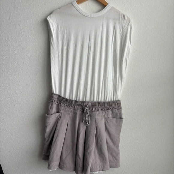 Anthropologie Daily Practice Goal Line Twofer Mini Dress White and Gray Lacey Lg - Picture 6 of 14